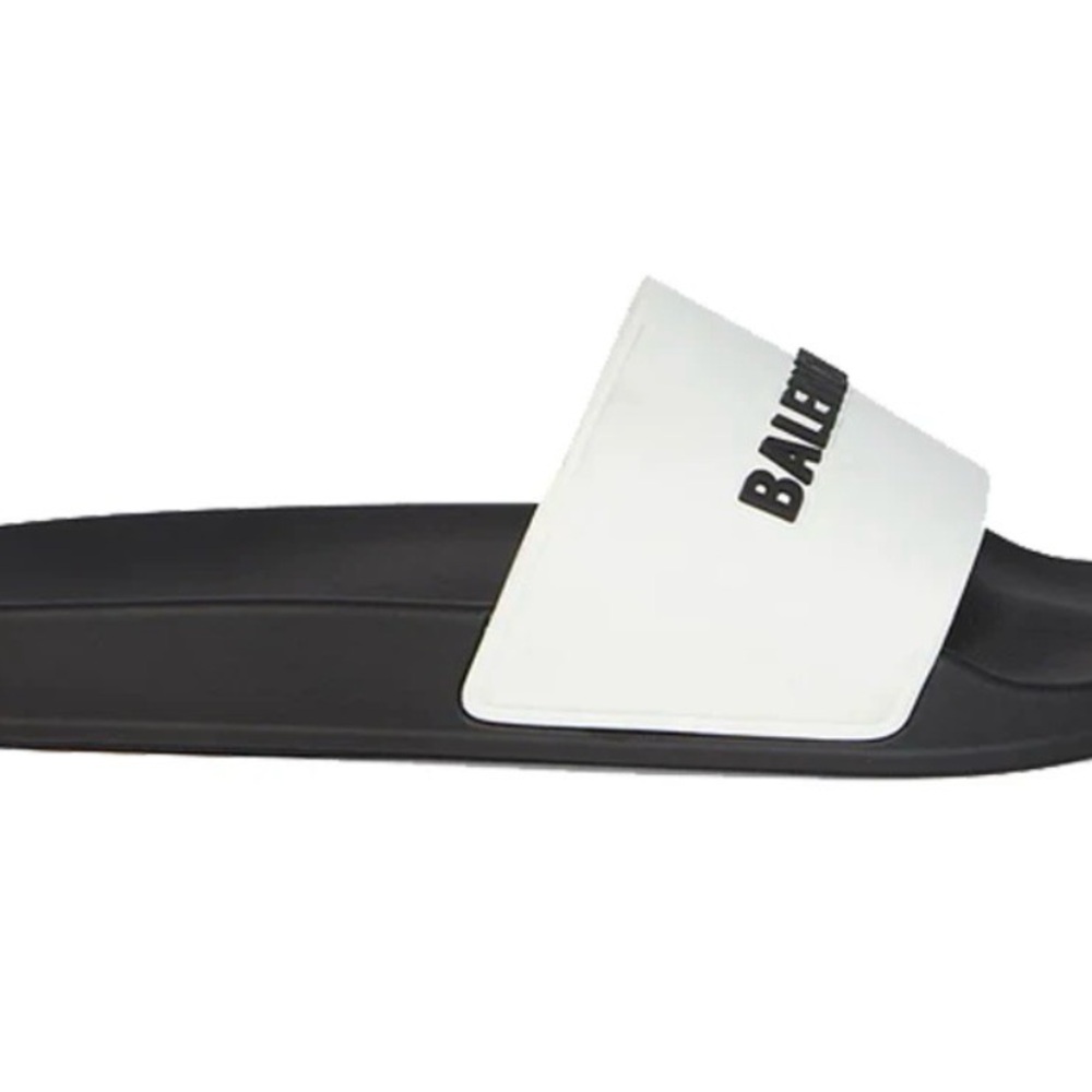 Balenciaga Black and White Slide Sandals